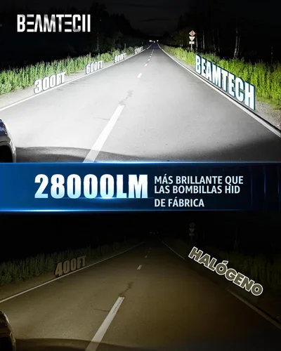Vista 2 de BEAMTECH Bombilla D1S/D1R, 28000 lúmenes, 80 W, tamaño 1:1, 6500 K, niebla