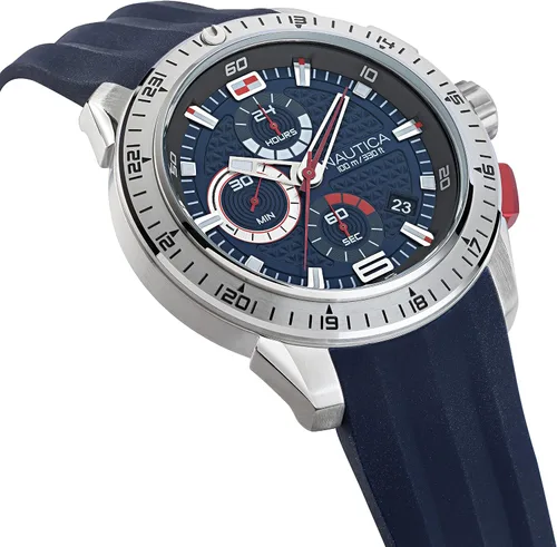 Vista 3 de Nautica Reloj NAPNSF108 NST 101 con correa de silicona grisazulazul para hombre Azul