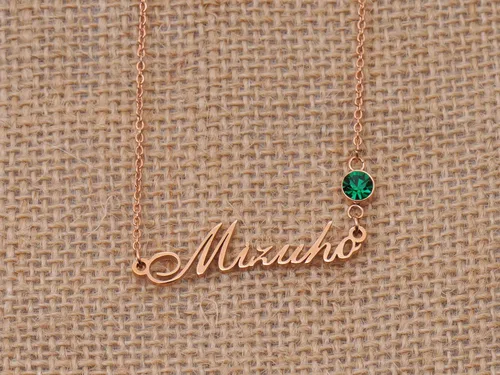 Vista 5 de LikeFun - Collar personalizado con nombre de placa de nacimiento para niñas, acero inoxidable, Rose gold