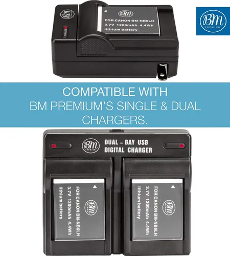 Vista 3 de BM Premium Paquete de 2 baterías NB-6L, NB-6LH para Canon PowerShot S120, SX170 IS, SX260, SX280, SX500 IS, SX510, SX520, SX530, SX540, SX600
