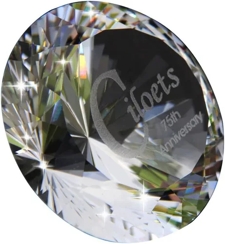 Vista 2 de Premio de cristal grabado personalizado gratis de diamantes de cristal pisapapeles (transparente) para graduación, reconocimiento, logros