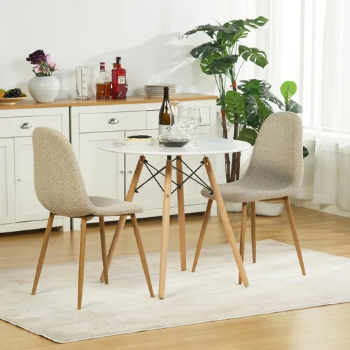 Vista 2 de Homy Casa Mid-Century - Juego de sillas de comedor tapizadas, sillas de cocina con patas de metal, sillas laterales con tapicería de Beige