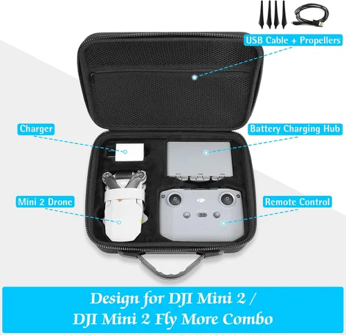 Vista 3 de ProCase Estuche de transporte para DJI Mini 2 DJI Mini 2 Fly More Combo y accesorios, estuche de viaje de almacenamiento duro a prueba de golpes