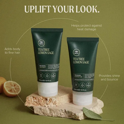 Vista 2 de Tea Tree Lemon Sage - Gel de soplado espesante, gel voluminizador para cabello fino, 5.1 onzas líquidas