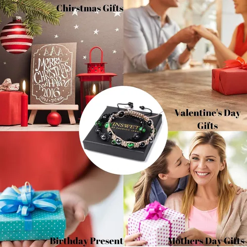 Vista 6 de Vinswet Pulsera de triple protección, pulsera de cuentas de obsidiana negra y hematita auténtica, para hombres y mujeres, pulseras curativas