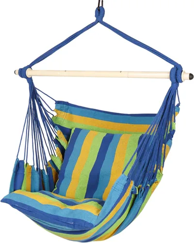 Vista 11 de Highwild Silla hamaca colgante con cuerda – Máximo 500 libras – 2 cojines incluidos – Barra separadora de acero con anillos antideslizantes