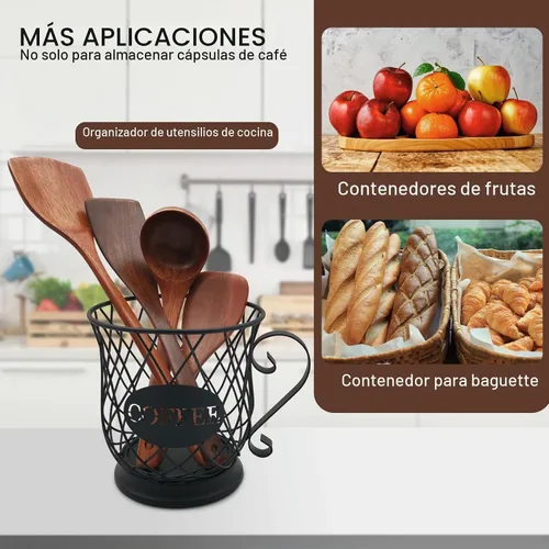 Vista 7 de Cesta de almacenamiento de cápsulas de café, organizador de gran Negro