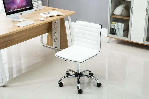 Vista 2 de Silla de trabajo acanalada sin reposabrazos, Blanco