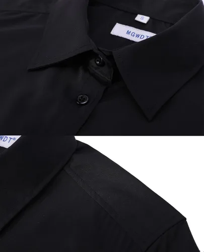 Vista 4 de MGWDT Camisa de trabajo con botones para mujer, ajustada, resistente a las arrugas, manga larga/corta, elástica, ligera