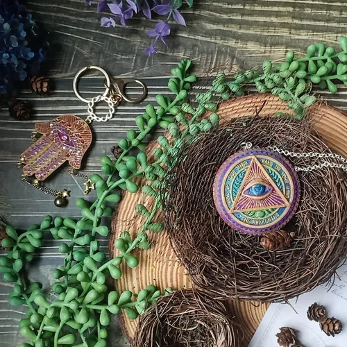 Vista 4 de Evil Eye and Hasma Hand of Fatima - Moldes de silicona de fundición de resina epoxi, paquete de 2 para hacer joyas, collares, colgantes, llaveros