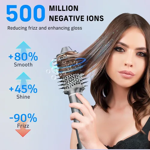 Vista 5 de Quico Juego de cepillos 5 en 1 para secador de pelo, cepillo giratorio para rizar, rizador de aire para cabello, moldeador de cabello de aire