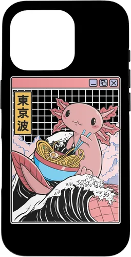 Vista 20 de Axolotl Eating Ramen Kanagawa Wave Kawaii Anime Vaporwave Case for iPhone 17