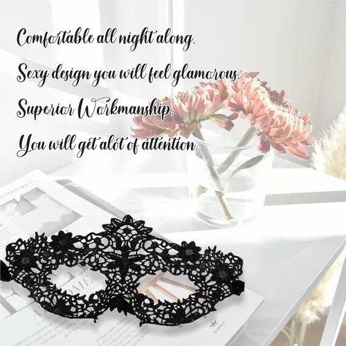 Vista 7 de Masquerade Mask For Women Lace Masquerade Masks for Masquerade Party, Proms, Venetian Party, Mardi Gras, Halloween & Cosplay