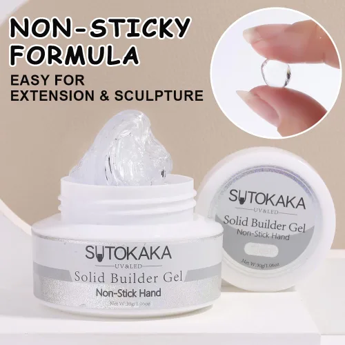 Vista 2 de SUTOKAKA Gel constructor sólido para uñas, 1.06 oz transparente, no pegajoso, escultura 3D, modelado, tallado, gel duro, pegamento de extensión