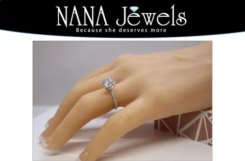 Vista 5 de 100ct-400ct Simulated Diamond Zirconia Engagement Ring Round Cut Solitaire wSides in Sterling Silver