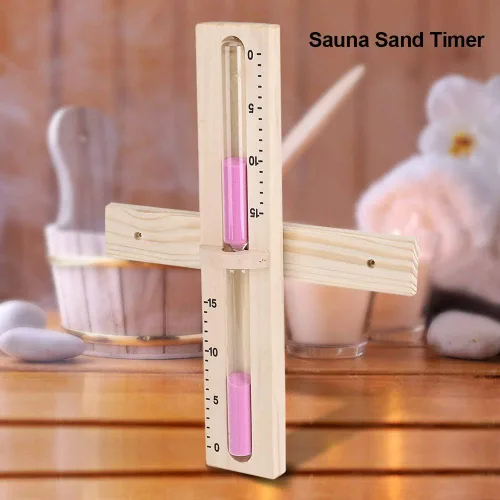 Vista 4 de Reloj de arena para sauna Temporizador de arena de 15 minutos de madera para sauna Temporizador de arena Montado en la pared Reloj de arena