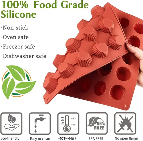 Vista 4 de JOERSH Molde de silicona para taza de mantequilla de maní de 30 cavidades, tamaño de mordida para bombas de grasa Keto, chocolate oscuro