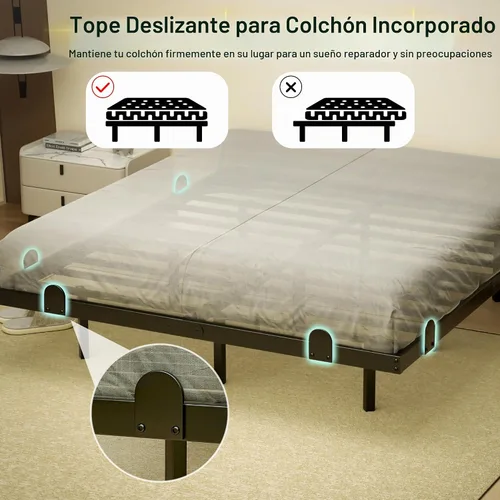 Vista 5 de qimamo Marco de Cama Flotante Full de 10 Pulgadas con Luces LED Inteligentes y Estación de Carga, Marco de Cama Full de Metal Moderno, Fácil