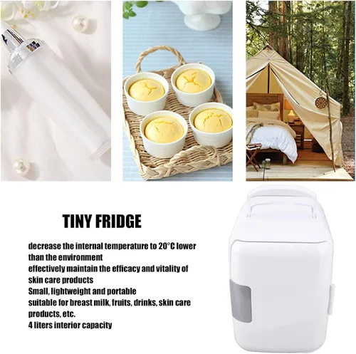 Vista 3 de Pilipane Mini refrigerador portátil de 4 litros, escritorio de oficina y dormitorio universitario, refrigerador pequeño para alimentos, bebidas