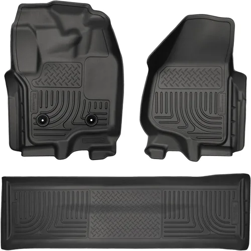 Vista 13 de Husky Liners Tapetes Weatherbeater Compatible con Ford F-250/F-350 doble cabina SOLO 2011-2016 Fila 2, 1 pieza, negro - 19701