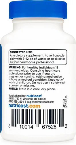 Vista 5 de Nutricost Tudca 250 mg, 30 cápsulas (ácido taursodesoxicólico) - Sin gluten, sin OMG