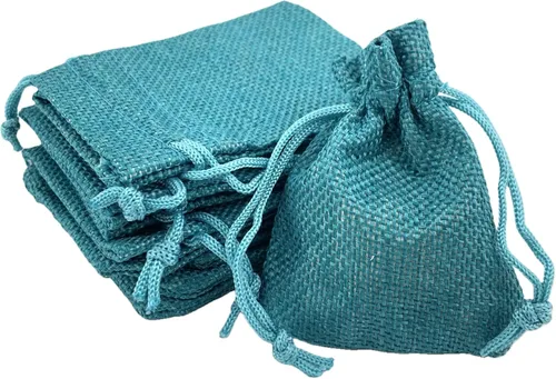 Vista 15 de Palmhomee Paquete de 20 bolsas de regalo de arpillera con cordón, bolsas de joyería de lino, bolsas de yute de boda para joyas y bolsas