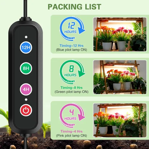 Vista 3 de Luces de Crecimiento de Panel Ultrafino de Espectro Completo de 24W, 384 LEDs Luz de Crecimiento de Plantas para Plantas de Interior con Función