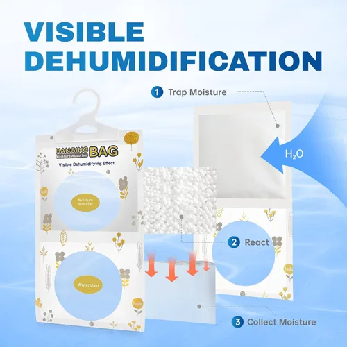 Vista 5 de Vacplus Paquetes absorbentes de humedad, paquete de 5 sin fragancia, paquetes de humedad, paquetes desecantes, bolsas deshumidificadoras de armario