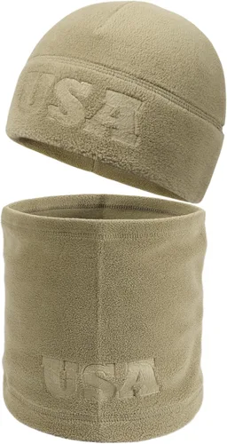 Vista 8 de Juego de 2 polainas de forro polar cálido, estampado en relieve del ejército de Estados Unidos, equipo militar de invierno, gorro de calavera