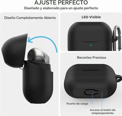 Vista 3 de AhaStyle Funda de silicona para Samsung Galaxy Buds 3 FE (2025) / Galaxy Buds3 Pro y Galaxy Buds 3 (2024) Funda protectora completa a prueba de Negro