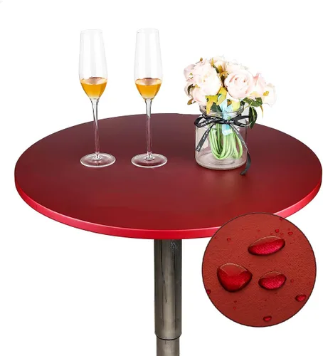Vista 15 de JISEN Mantel elástico ajustable redondo de licra para cóctel con brillo metálico, cubierta de mesa con tapa de 61 cm, color dorado
