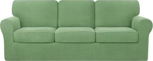 Vista 55 de CHUN YI Fundas para sofá de 7 piezas, lavables, fundas elásticas para sofá de 3 cojines con respaldo y fundas de cojín separados, protector