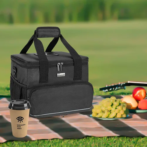 Vista 7 de Trunab Transportador de bebidas reutilizable de 6 tazas para entrega con separadores ajustables, asa con correa de transporte, bolsa aislada