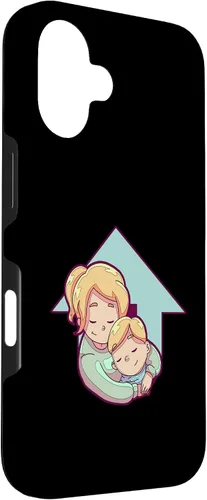 Vista 3 de iPhone 16 Mother And Child Illustration For Kids Case