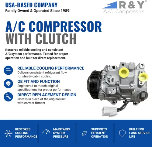 Vista 2 de RYC Compresor de aire acondicionado automotriz y embrague de A/C AEG323 (se adapta a Toyota Highlander 3.5L 2008, 2009, 2010)