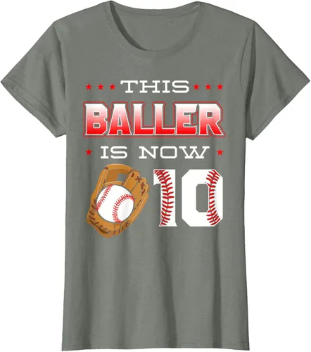 Vista 18 de This Baller Is Now 10 - Camiseta de béisbol para fiesta temática de cumpleaños número 10, Negro