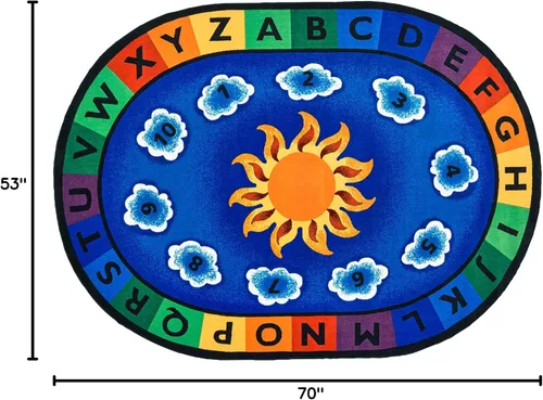 Vista 2 de Carpets for Kids 9445 Sunny Day Learn & Play - Alfombra de asiento para aula de alfabetización, 4 pies 5 pulgadas x 5 pies 10 pulgadas, ovalada