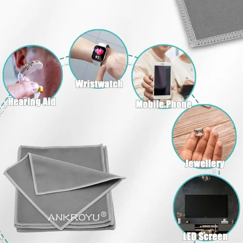Vista 3 de Paquete de 10 paños de limpieza, toallitas de limpieza para audífonos, removedor de polvo de microfibra, toallitas de limpieza reutilizables