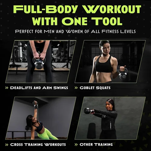 Vista 3 de Rage Fitness Single Cast Iron Kettlebell Powder Coated - Wide Handle Weights for Core & Glute Workouts; Swings, Squats, Deadlifts; Strength