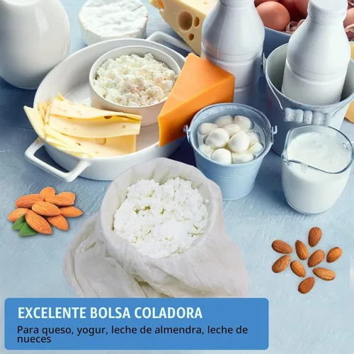 Vista 4 de Paquete de 6 bolsas de leche de nuez de 14 x 14 pulgadas, 100% algodón sin blanquear, colador de alimentos, gasa reutilizable, colar leche