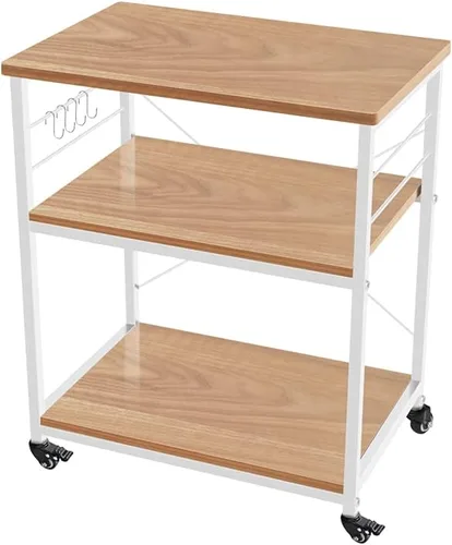 Vista 11 de AZ L1 Life Concept Mesa auxiliar de cocina con 3 niveles para horno de microondas, estación de trabajo con ruedas, 23.7 pulgadas