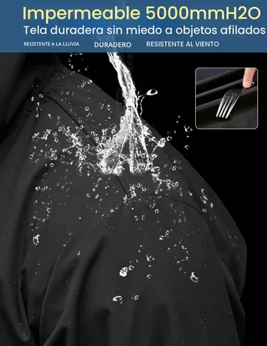 Vista 3 de COOFANDY Chubasquero largo para hombre ligero, chaqueta impermeable para lluvia, chaquetas impermeables para exteriores con capucha Negro