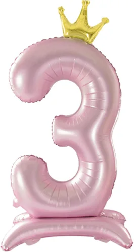 Vista 9 de Globo con Corona Rosa Número 1 de Tellpet con Base para Decoración de Fiesta de Primer Cumpleaños de Niñas