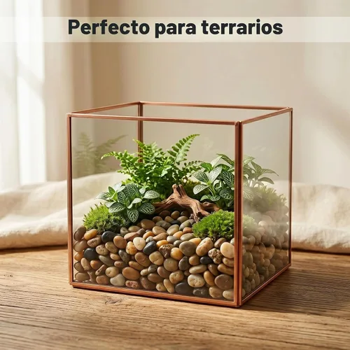 Vista 3 de Guijarros mezclados, pulidos, decorativos, naturales, 3/8 pulgadas de tamaño, de grava