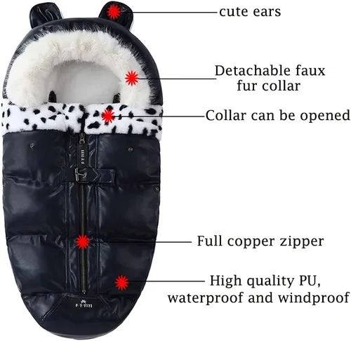 Vista 3 de Saco acolchado para cochecito, funda acogedora para los pies, para bebé, cálida, resistente al viento, impermeable, resistente al frío, lavable