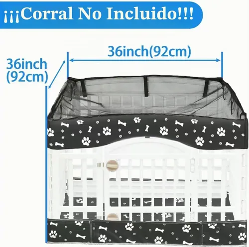 Vista 2 de Almohadilla inferior para corralito de perros y cubierta superior de malla para corralitos de 36 x 36 pulgadas (no incluido), reutilizable