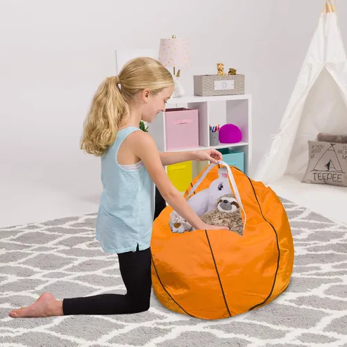 Vista 18 de Posh Creations Funda de puf para niños con almacenamiento para animales de peluche - Organizador de juguetes para niños, Mediano 68.58 cm - Lona