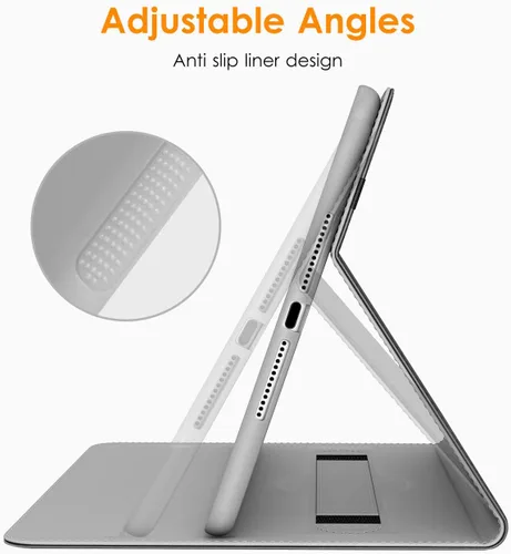 Vista 5 de DTTO - Estuche para iPad de 9.7 pulgadas 5.ª/6.ª Generación 2018/2017 con soporte para Apple Pencil, funda de cuero sintético con función atril
