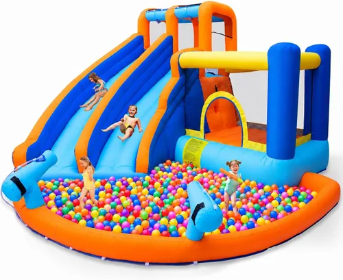 Vista 11 de JOYLDIAS 10 in1 tobogán acuático inflable gigante casa de lujo resistente 10 en 1