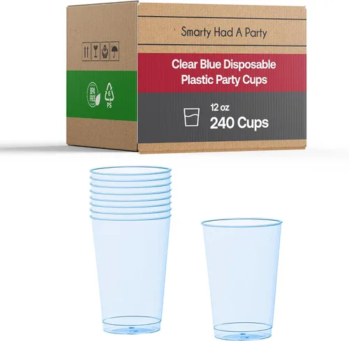 Vista 9 de Smarty Had A Party 240 vasos de plástico desechables de color negro transparente de 12 onzas, vasos de plástico para fiestas, eventos, bodas claro
